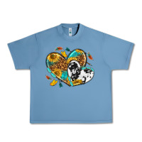 Pebble Blue cowhide leopard hearts Urban Heavy Tee - texasbilliewilder
