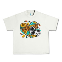 Pistachio cowhide leopard hearts Urban Heavy Tee - texasbilliewilder