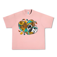 Salmon cowhide leopard hearts Urban Heavy Tee - texasbilliewilder