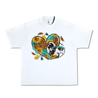 White cowhide leopard hearts Urban Heavy Tee - texasbilliewilder