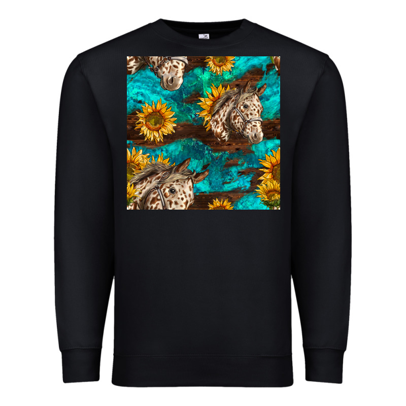 Appaloosa Horses And Sunflowers Seamless Pattern Premium Sweatshirt by BundleAndBundleShop | Teevron