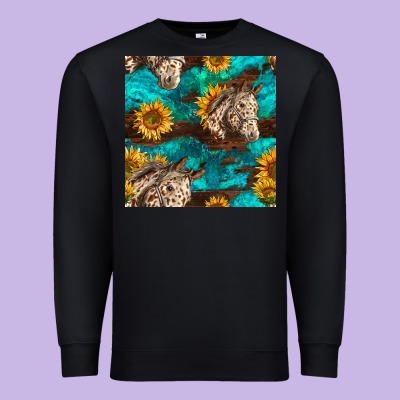 Appaloosa Horses And Sunflowers Seamless Pattern Premium Sweatshirt Designed By Bundleandbundleshop