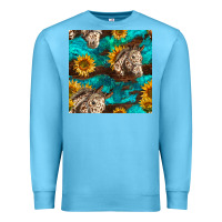 Ocean Blue appaloosa horses and sunflowers seamless pattern Premium Sweatshirt - BundleAndBundleShop