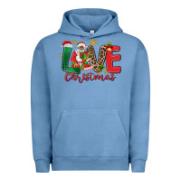 Pigment Pebble Blue love christmas black santa Urban Hoodie - MaliasSmallBusiness