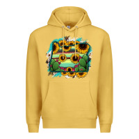 Antique Gold Oregon Map Sunflower Cactus Serape Premium Hoodie - RanaPortraitStore