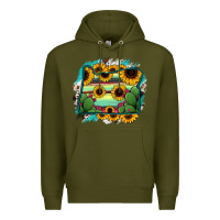 Army Green Oregon Map Sunflower Cactus Serape Premium Hoodie - RanaPortraitStore
