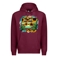 Burgundy Oregon Map Sunflower Cactus Serape Premium Hoodie - RanaPortraitStore