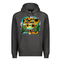 Charcoal Heather Oregon Map Sunflower Cactus Serape Premium Hoodie - RanaPortraitStore