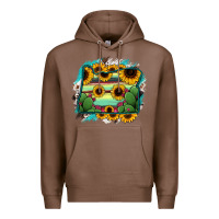 Chestnut Oregon Map Sunflower Cactus Serape Premium Hoodie - RanaPortraitStore