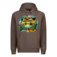 Coffee Oregon Map Sunflower Cactus Serape Premium Hoodie - RanaPortraitStore