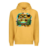Mustard Oregon Map Sunflower Cactus Serape Premium Hoodie - RanaPortraitStore