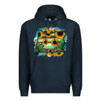 Navy Oregon Map Sunflower Cactus Serape Premium Hoodie - RanaPortraitStore