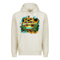Oatmeal Heather Oregon Map Sunflower Cactus Serape Premium Hoodie - RanaPortraitStore