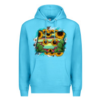 Ocean Blue Oregon Map Sunflower Cactus Serape Premium Hoodie - RanaPortraitStore