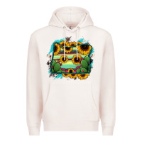 Pale Pink Oregon Map Sunflower Cactus Serape Premium Hoodie - RanaPortraitStore