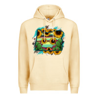 Pina Colada Oregon Map Sunflower Cactus Serape Premium Hoodie - RanaPortraitStore