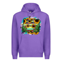 Purple Oregon Map Sunflower Cactus Serape Premium Hoodie - RanaPortraitStore