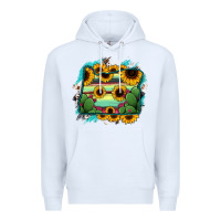 White Oregon Map Sunflower Cactus Serape Premium Hoodie - RanaPortraitStore