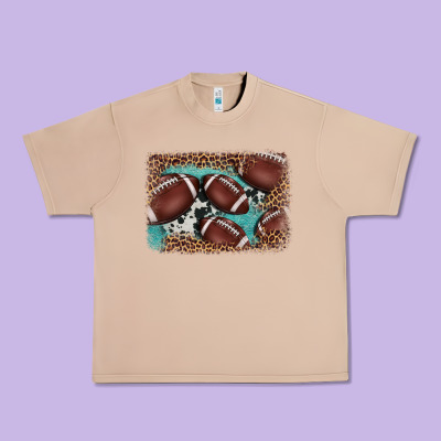 American Football Leopard Cowhide Turquoise  Leather Background Urban Heavy Tee Designed By Barkaloodesign
