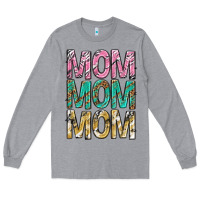 Heather Grey mom mom mom mothers day Long Sleeve Tee - texasbilliewilder
