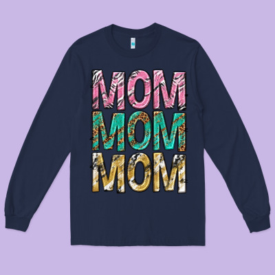 Mom Mom Mom Mothers Day Long Sleeve Tee Designed By Texasbilliewilder