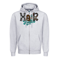 Heather Grey hair hustler Zipper Hoodie - SublimationCraftShop