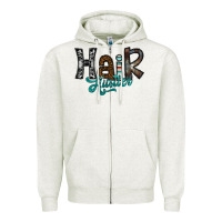 Oatmeal Heather hair hustler Zipper Hoodie - SublimationCraftShop