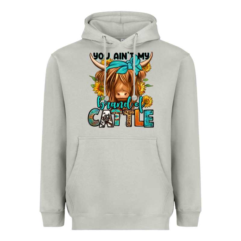 You Ain't My Brand Of Cattle Longhaired Cow Heavyweight Hoodie by Jasminsmagicworld | Teevron