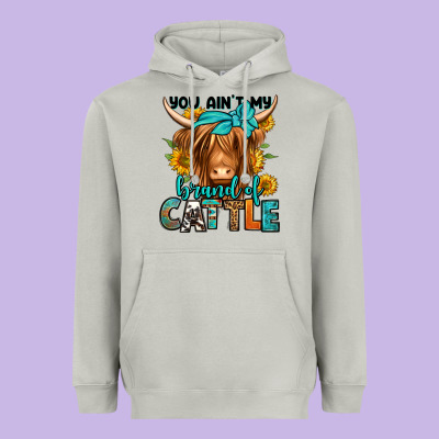 You Ain't My Brand Of Cattle Longhaired Cow Heavyweight Hoodie Designed By Jasminsmagicworld
