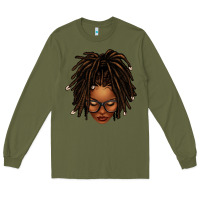 Army Green afro locs messy bun Long Sleeve Tee - texasbilliewilder