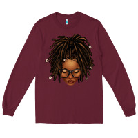 Burgundy afro locs messy bun Long Sleeve Tee - texasbilliewilder