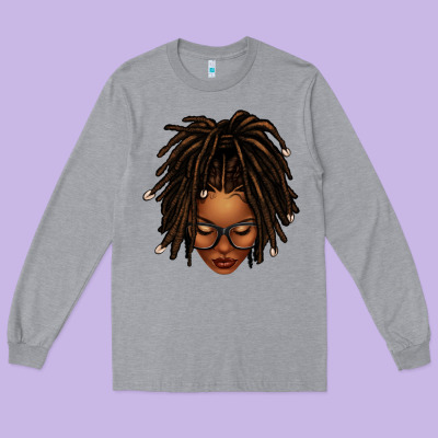 Afro Locs Messy Bun Long Sleeve Tee Designed By Texasbilliewilder