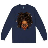 Navy afro locs messy bun Long Sleeve Tee - texasbilliewilder