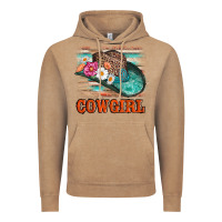Vintage Coffee cowgirl hat flowers leopard and  leather Vintage Hoodie - AdoDesignShop