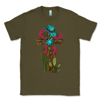 Army Green cross gemstone cactus roses cowboy hat Classic Tee - RanaPortraitStore