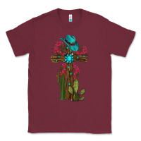 Burgundy cross gemstone cactus roses cowboy hat Classic Tee - RanaPortraitStore