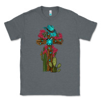 Charcoal Heather cross gemstone cactus roses cowboy hat Classic Tee - RanaPortraitStore