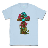 Dusty Blue cross gemstone cactus roses cowboy hat Classic Tee - RanaPortraitStore