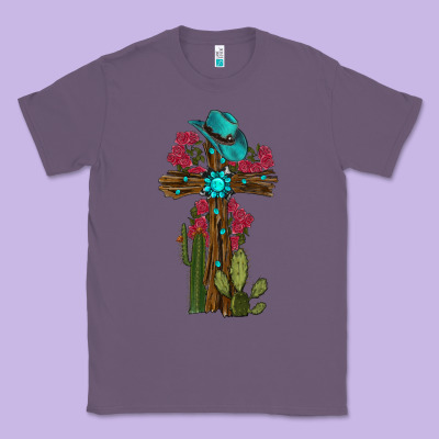 Cross Gemstone Cactus Roses Cowboy Hat Classic Tee Designed By Ranaportraitstore