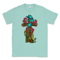 Seafoam cross gemstone cactus roses cowboy hat Classic Tee - RanaPortraitStore