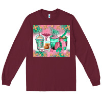 Burgundy nurse coffee cups Long Sleeve Tee - Zillion Design Studio