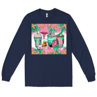 Navy nurse coffee cups Long Sleeve Tee - Zillion Design Studio
