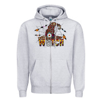 Heather Grey Witch Please Zipper Hoodie - CowhideDigitalArt