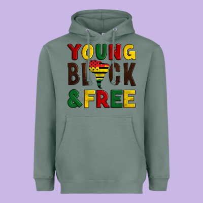 Young Black And Free Heavyweight Hoodie Designed By Artiststas