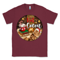 Burgundy Hot Cocoa With Cat Classic Tee - FaDigitalArtStudio