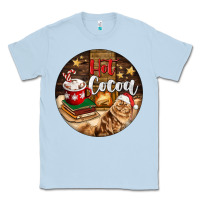 Dusty Blue Hot Cocoa With Cat Classic Tee - FaDigitalArtStudio