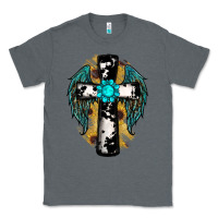 Charcoal Heather cross gemstone wings Classic Tee - RanaPortraitStore