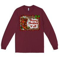 Burgundy merry christmas yall Long Sleeve Tee - RanaPortraitStore