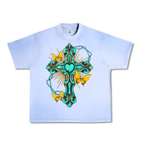 Grape Ice cross with heart shaped gemstone and butterfly Urban Heavy Tee - texasbilliewilder