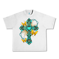Lunar Rock cross with heart shaped gemstone and butterfly Urban Heavy Tee - texasbilliewilder